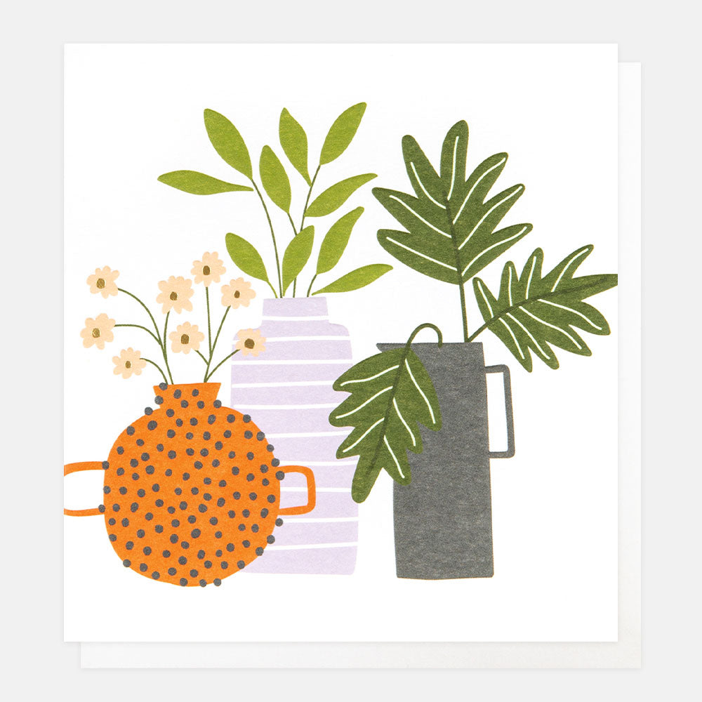 plants in patterned vases everyday card