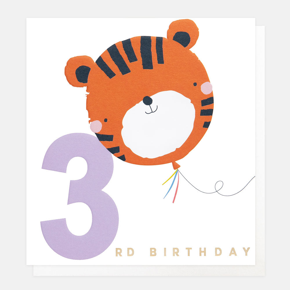 tiger balloon 3rd birthday card