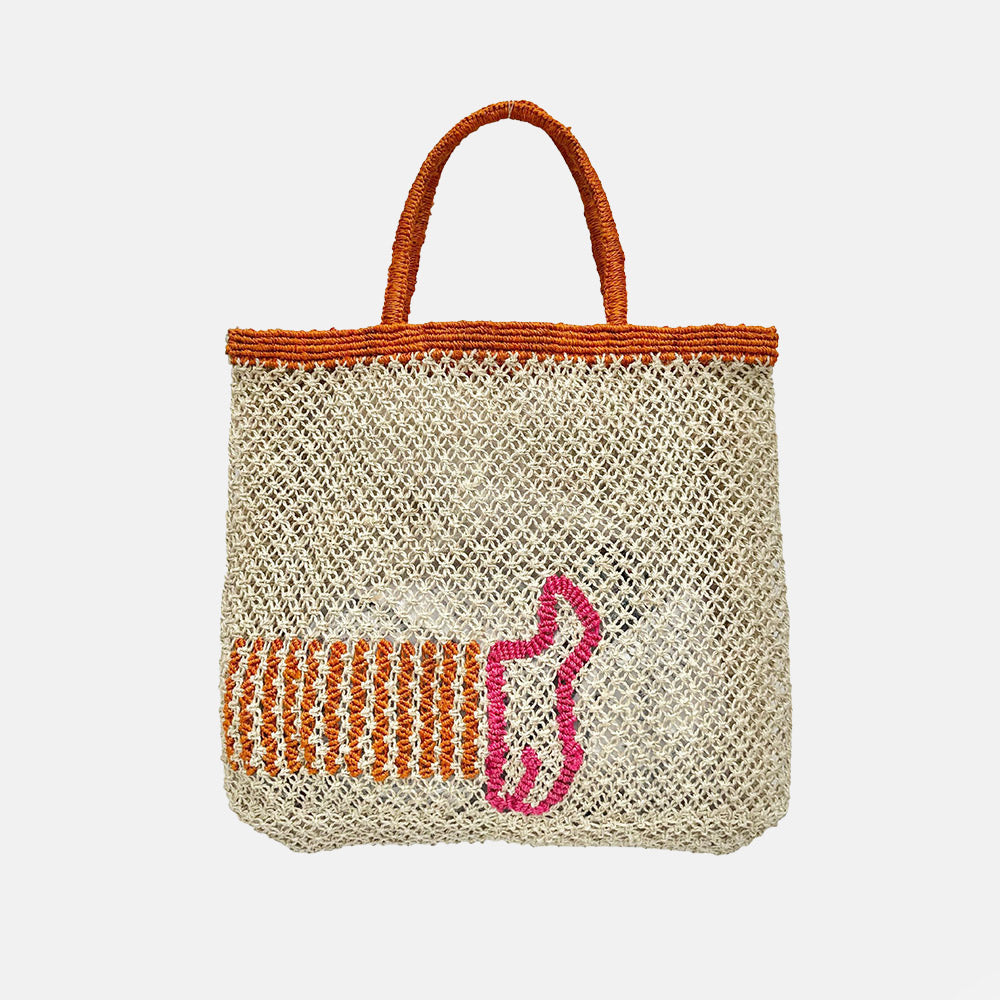 Natural/Orange Sausage Dog Jute Shopper BagNatural/Orange Sausage Dog Jute Shopper Bag