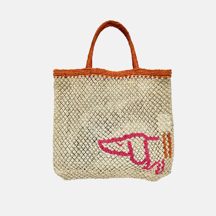 Natural/Orange Sausage Dog Jute Shopper BagNatural/Orange Sausage Dog Jute Shopper Bag