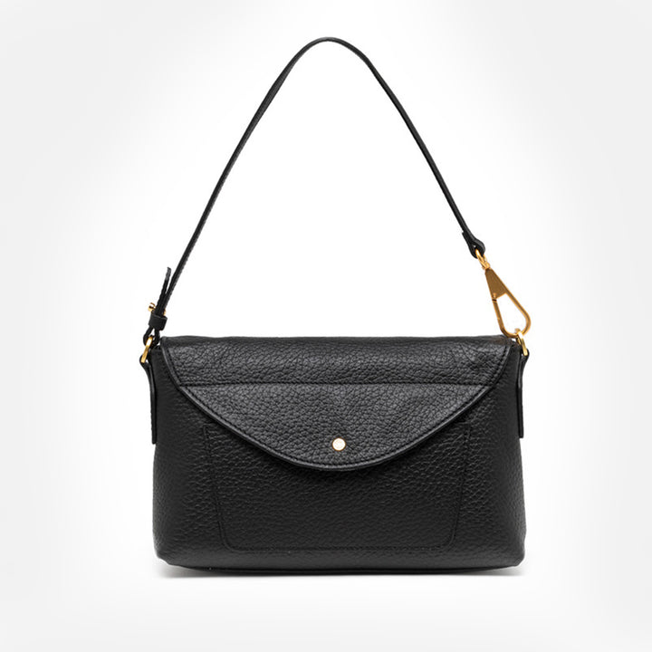 black leather brooke flap bag made in Italy by Gianni Chiarini
