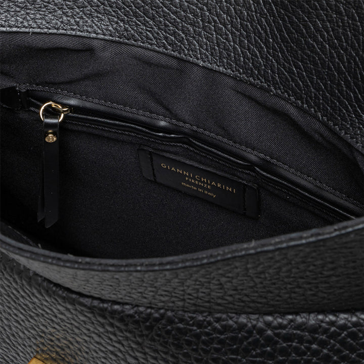 Black Leather Brooke Fold Down Bag