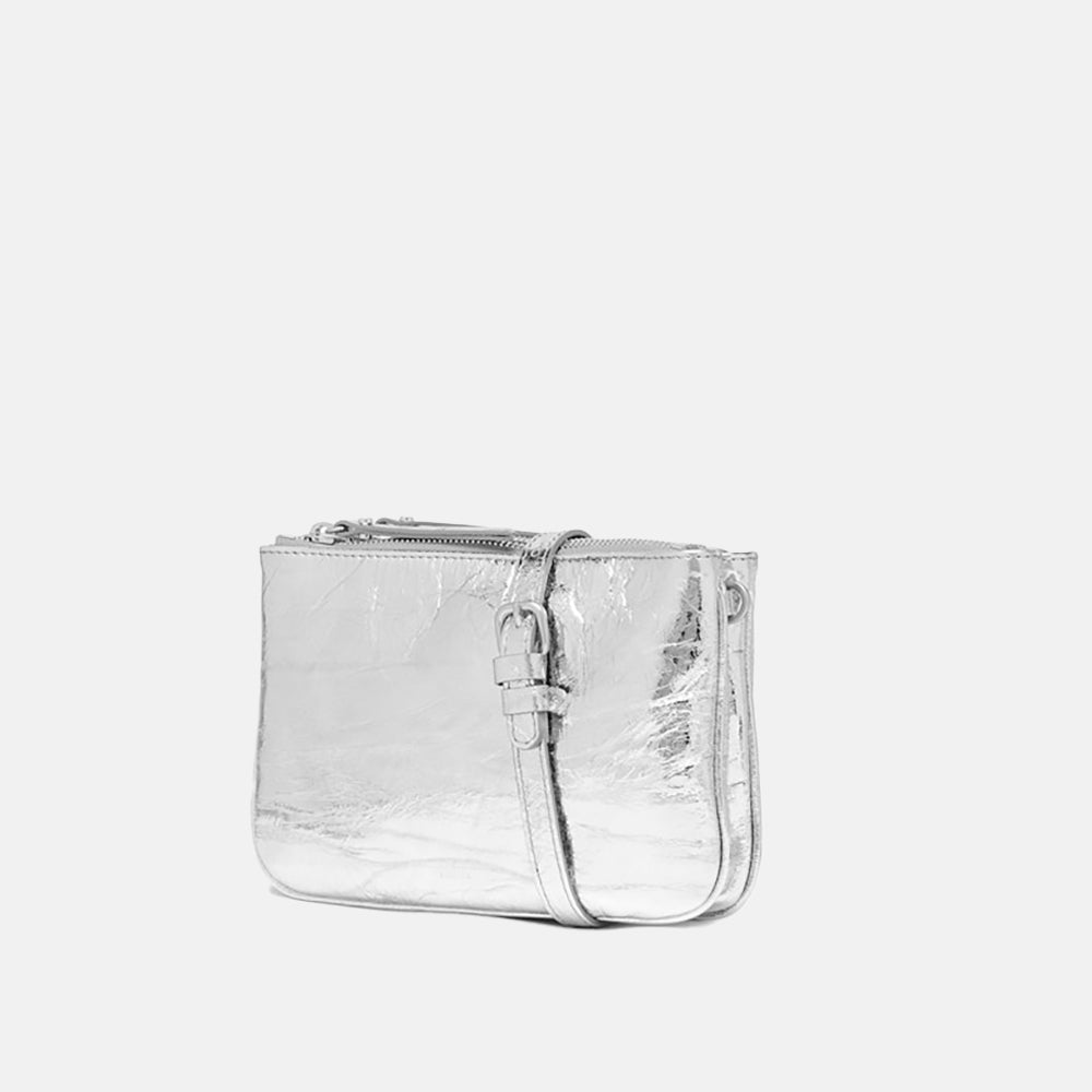 silver leather frida bag, made in Italy by Gianni Chiarini