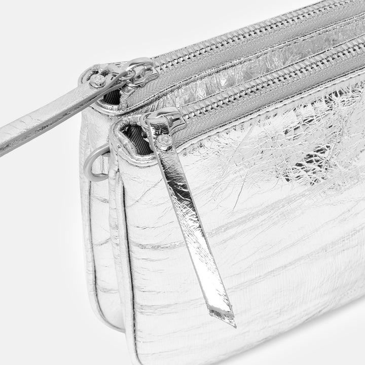 silver leather frida bag, made in Italy by Gianni Chiarini