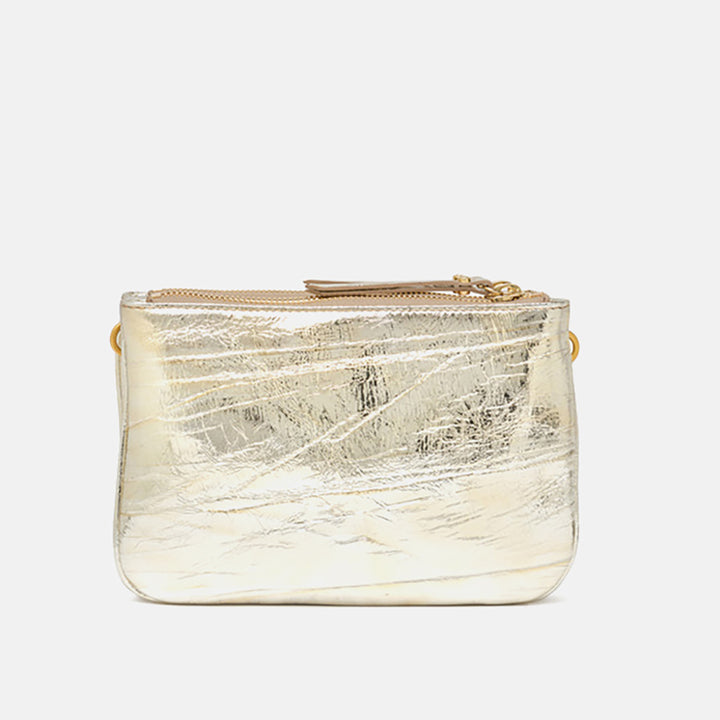 gold leather Frida crossbody bag, made in Italy by Gianni Chiarini