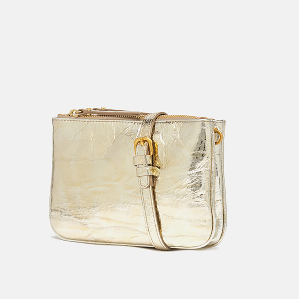 gold leather Frida crossbody bag, made in Italy by Gianni Chiarini