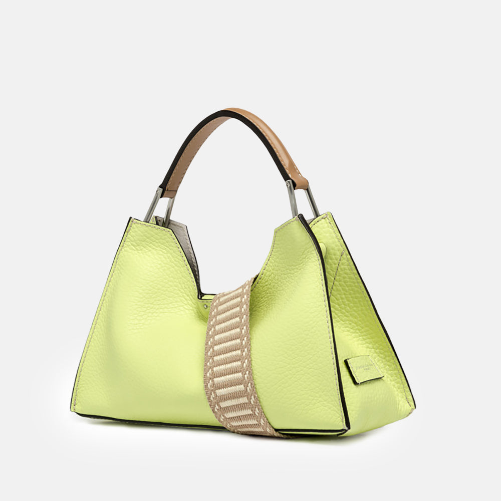 sunny yellow leather aurora handbag crossbody bag, made in Italy by Gianni Chiarini