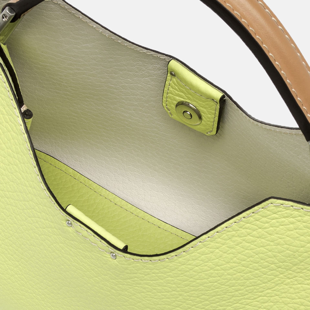 sunny yellow leather aurora handbag crossbody bag, made in Italy by Gianni Chiarini
