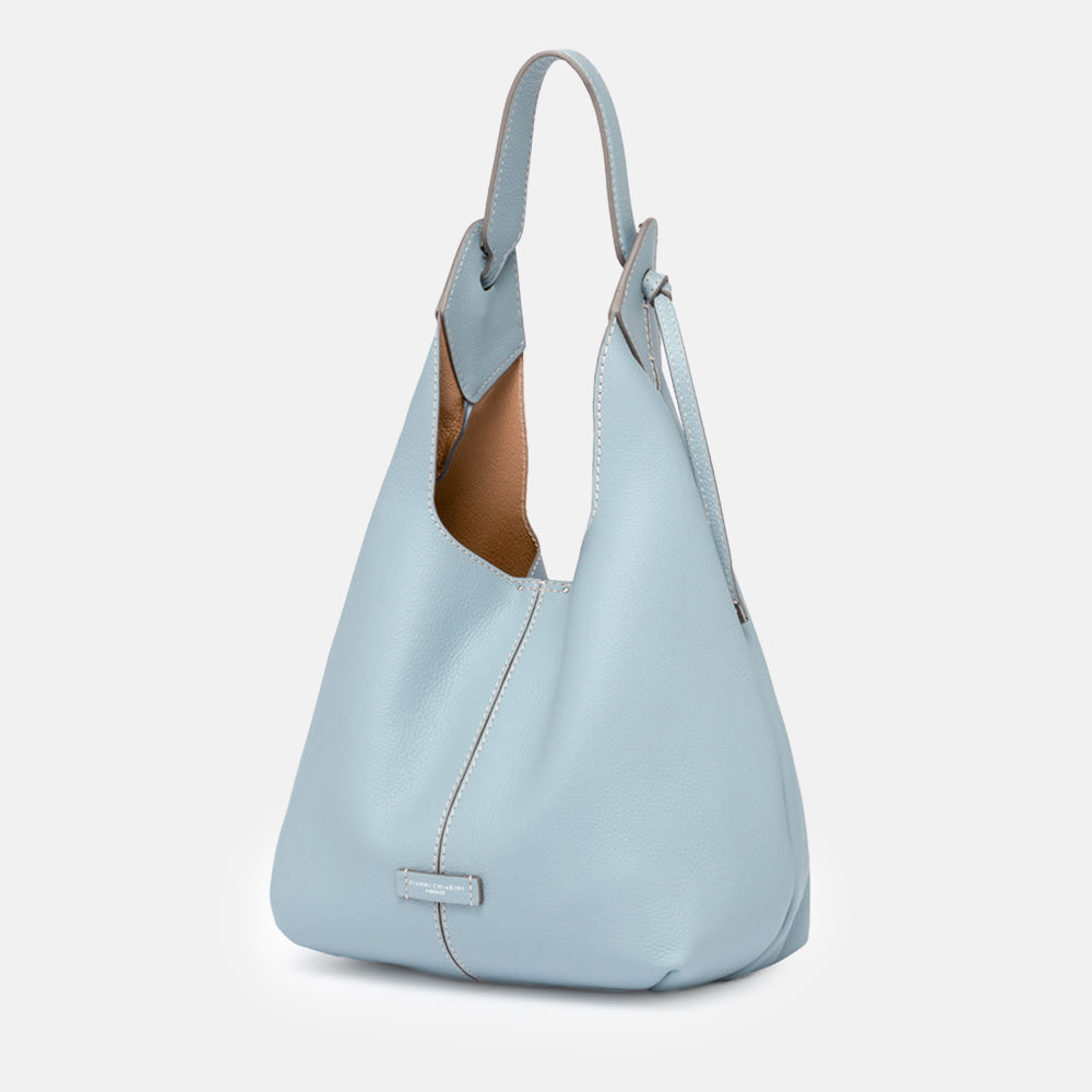 Arctic Blue Leather Elsa Shoulder Bag, made in Italy by Gianni Chiarini