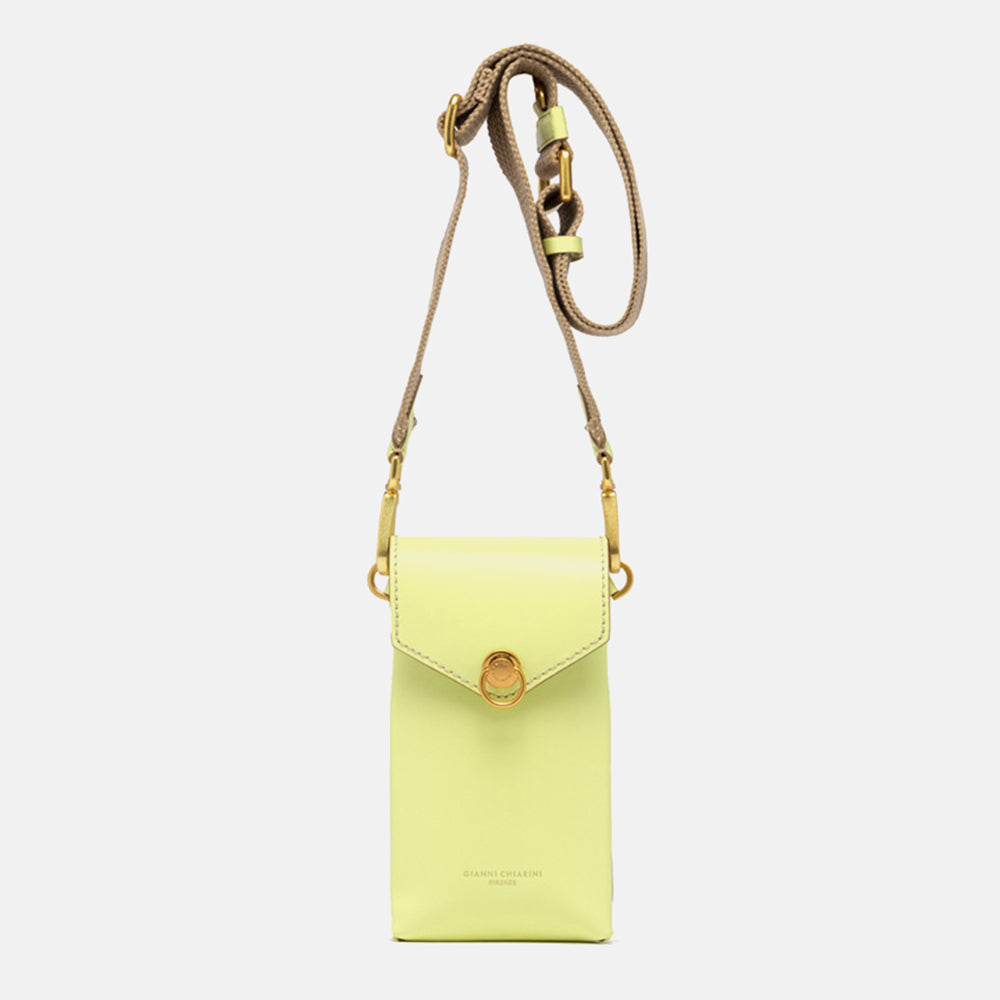 sunny yellow corallo phone bag, made in Italy by Gianni Chiarini