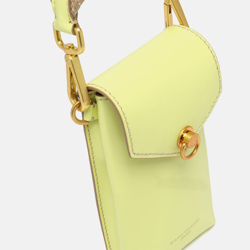 sunny yellow corallo phone bag, made in Italy by Gianni Chiarini