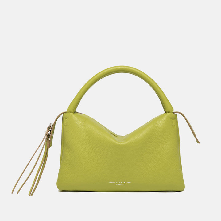 lime green leather 'three' handbag, made in Italy by Gianni Chiarini