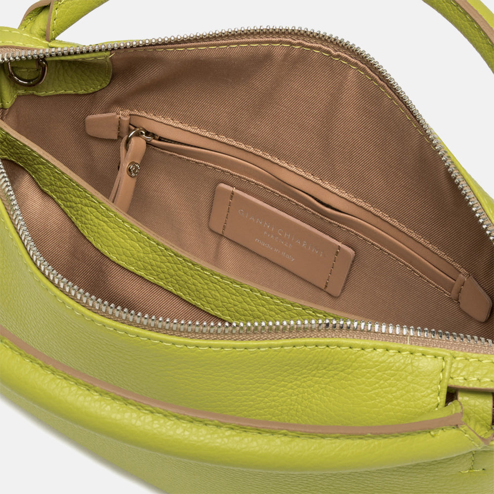 lime green leather 'three' handbag, made in Italy by Gianni Chiarini