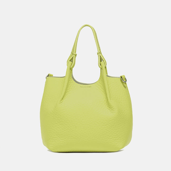 sunny yellow leather dua tote bag, made in Italy by Gianni Chiarini
