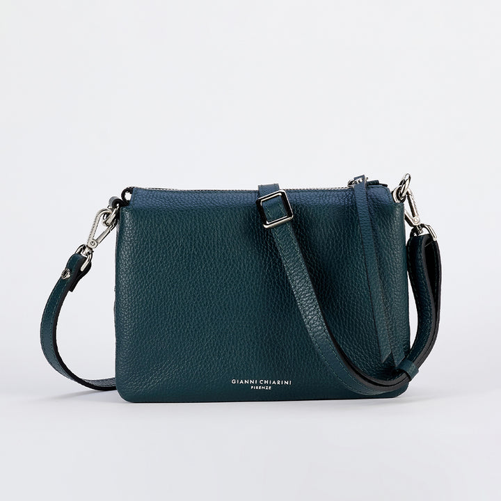 Deep Green Leather Three Bag made in Italy by Gianni Chiarini