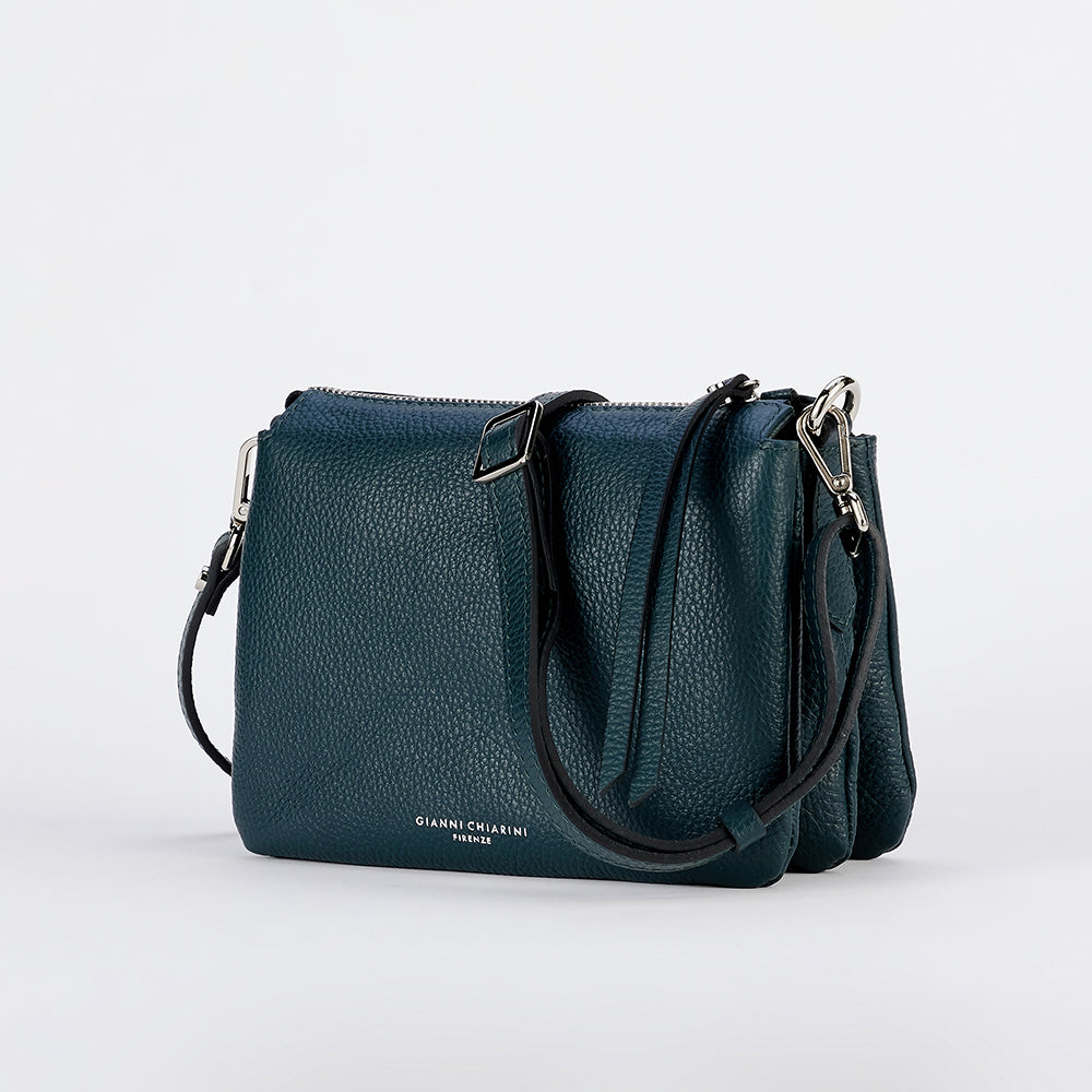 Deep Green Leather Three Bag made in Italy by Gianni Chiarini