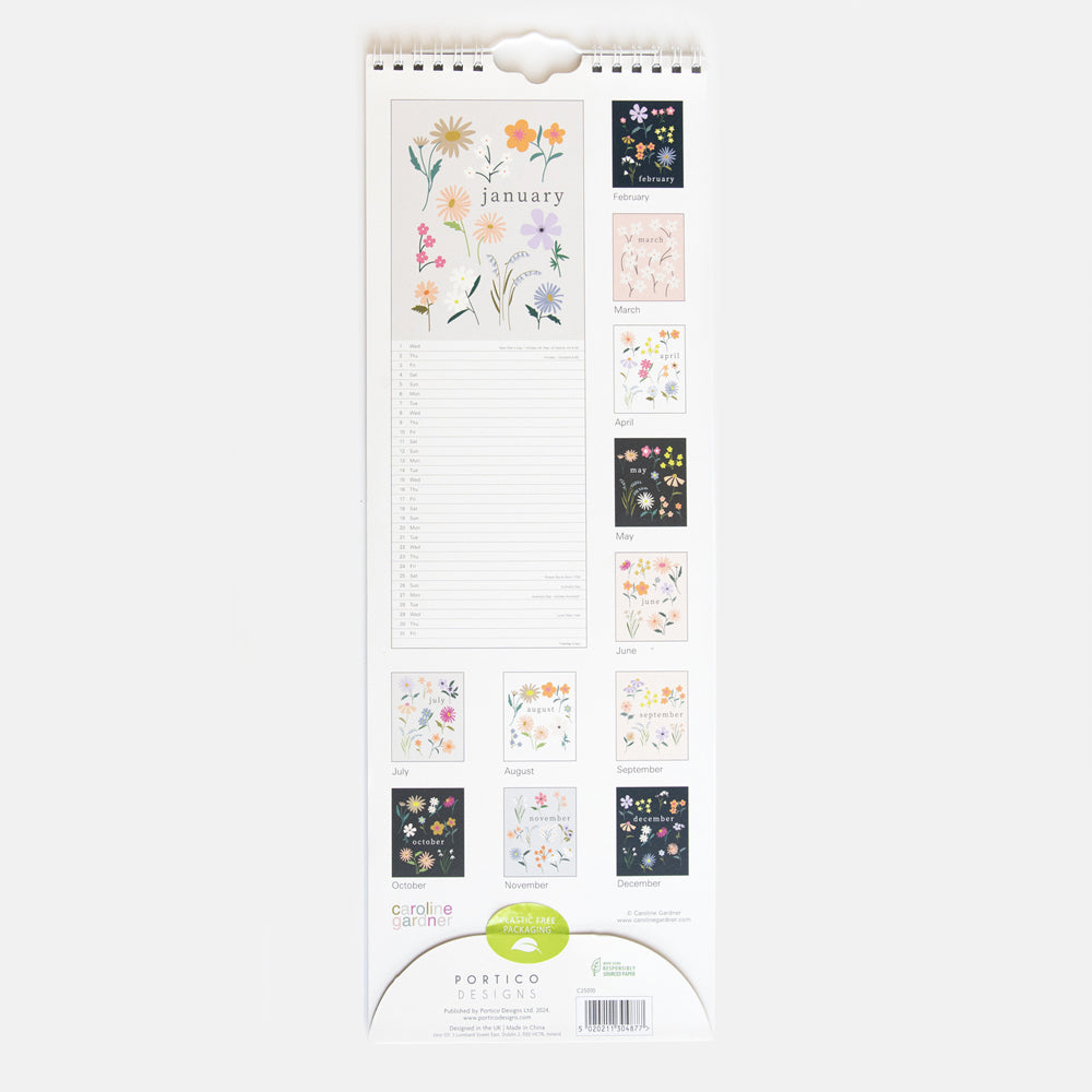 caroline gardner botanic blooms 2024 slim full year calendar