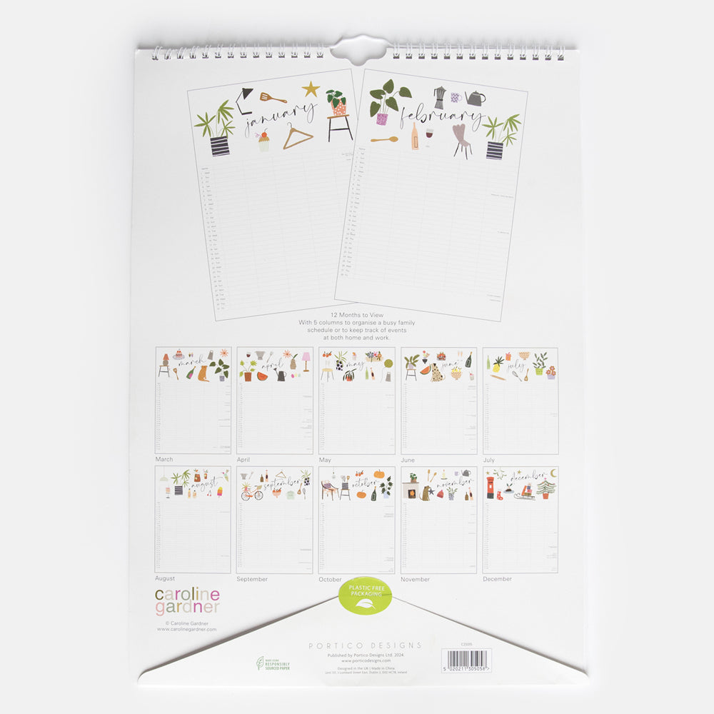 caroline gardner joyful notes 2025 A3 family calendar