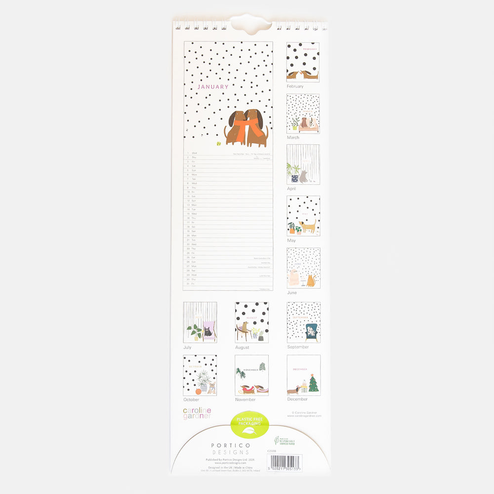 caroline gardner 2025 dogs slim full year wall calendar