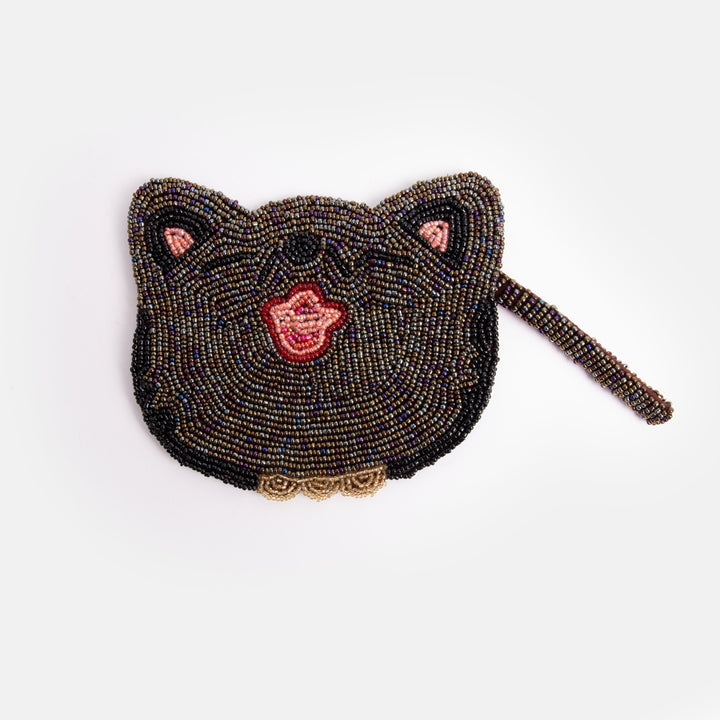 glass bead cat coin purse