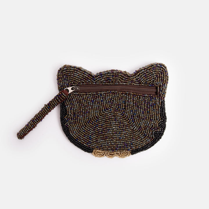 glass bead cat coin purse