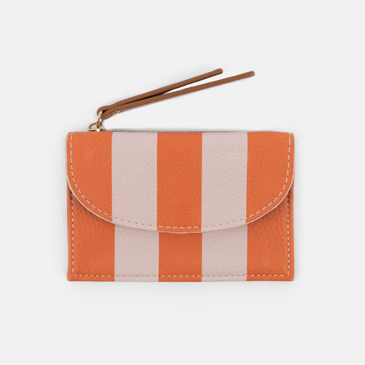 pink and orange striped small card holder coin purse
