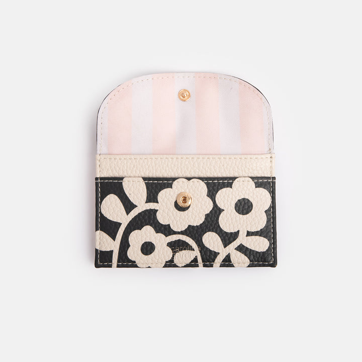 monochrome flower print card holder coin purse