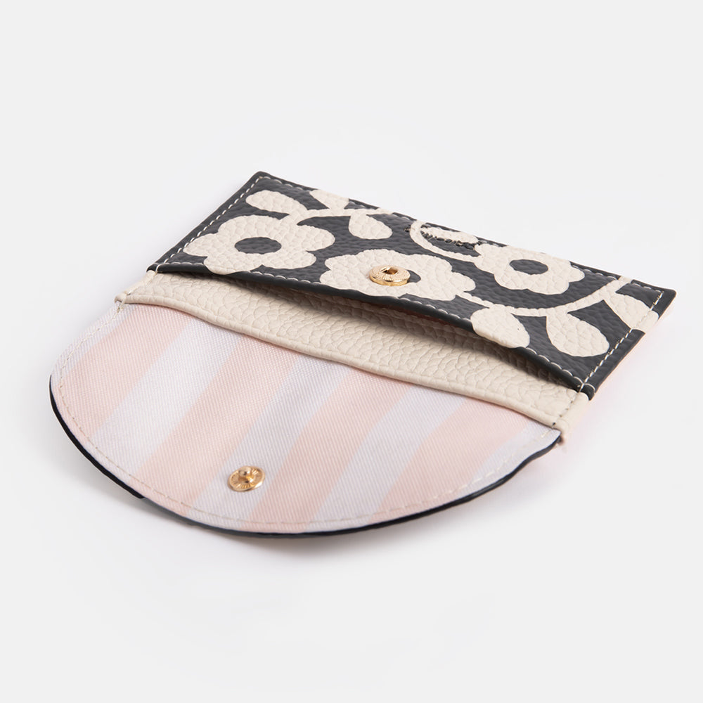 monochrome flower print card holder coin purse