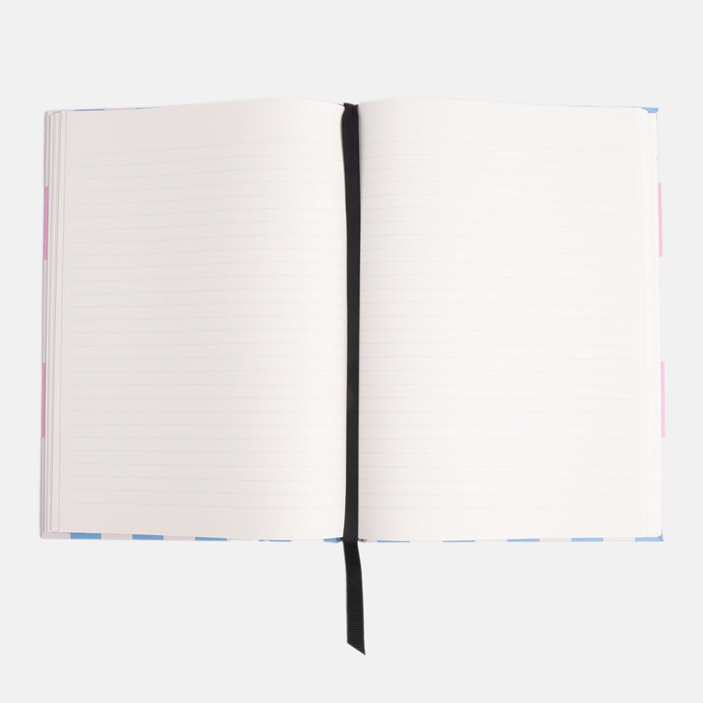 blue, pink & khaki Block Stripe Case Bound Notebook