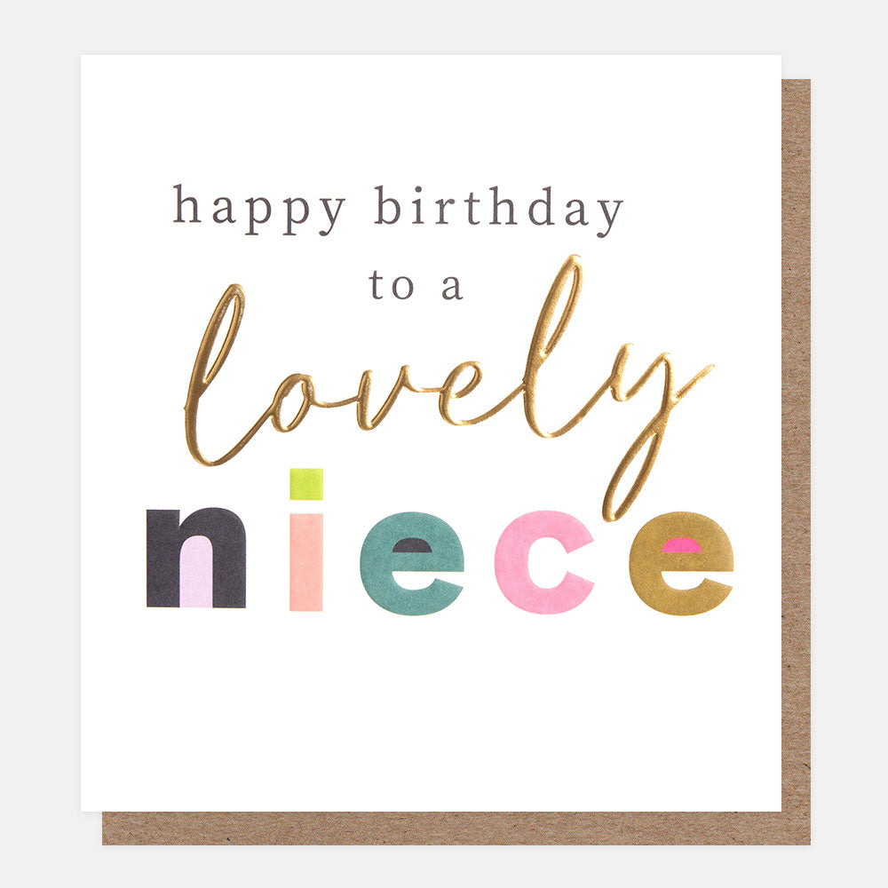 bold text happy birthday to a lovely niece card