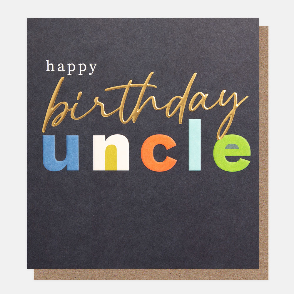 bold text on blue background, happy birthday uncle card