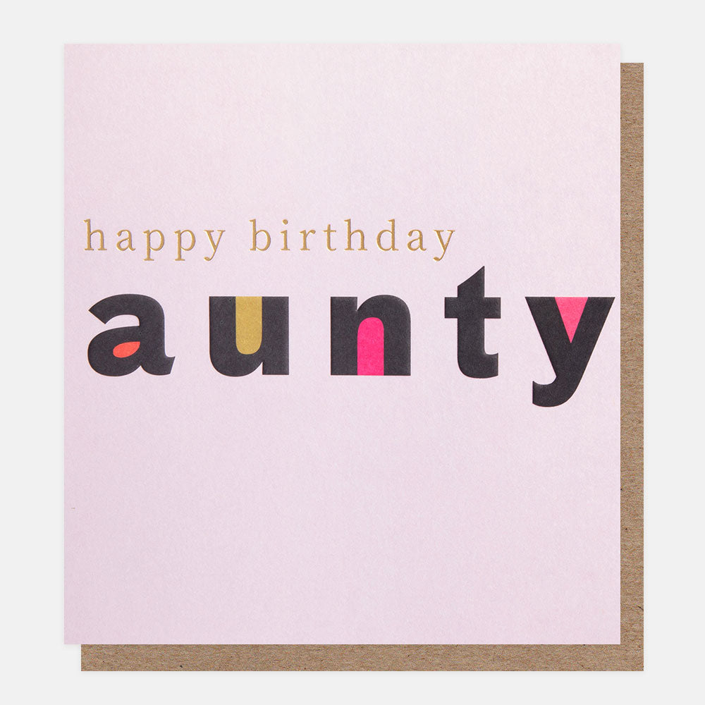 Bold Text Happy Birthday Card For Aunty – Caroline Gardner