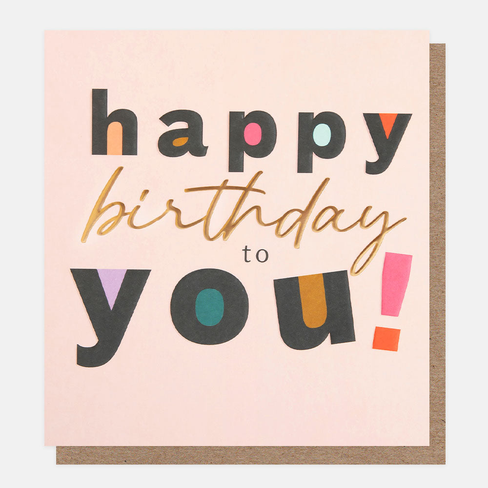 bold text on pink background happy birthday to you card