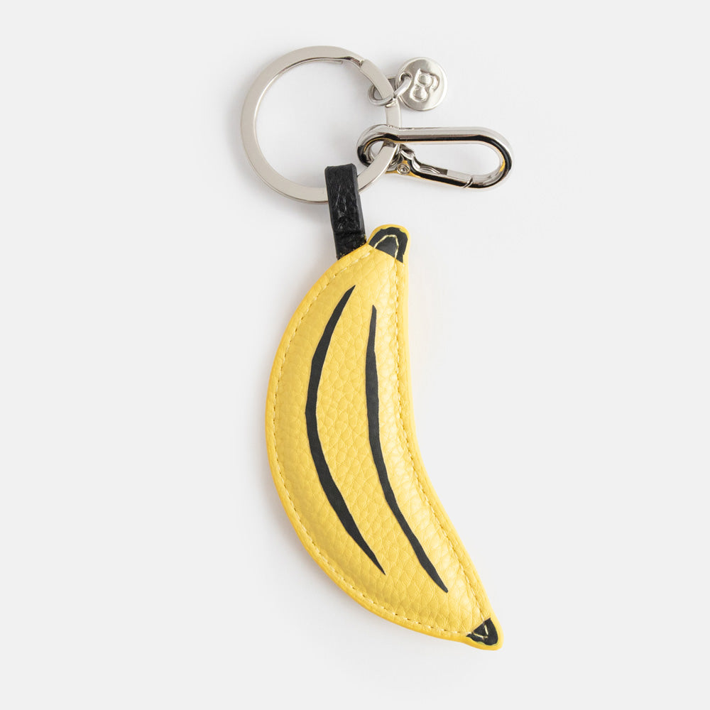 yellow banana padded leather look bag charm or large keyring