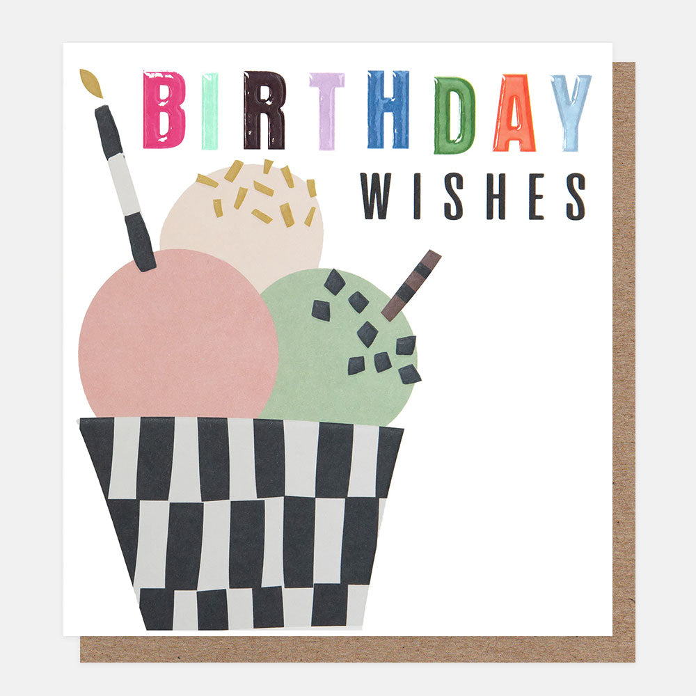 colourful ice cream birthday wishes card