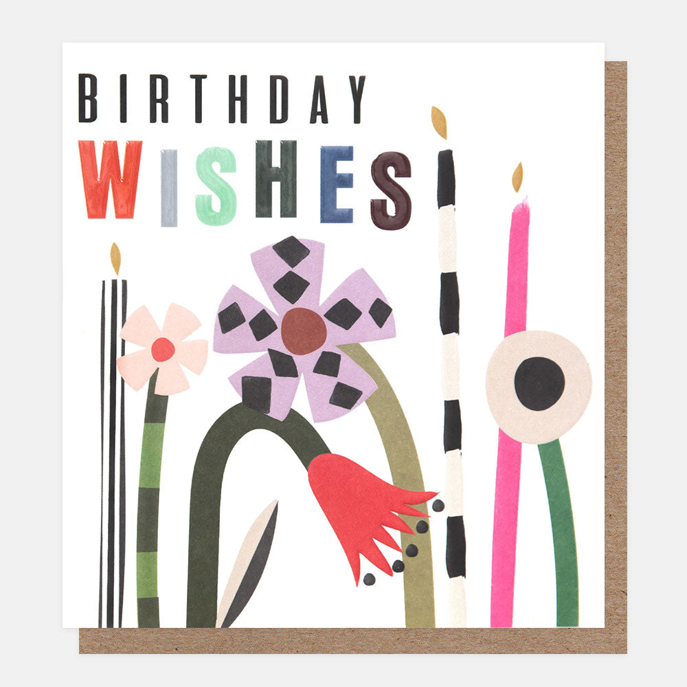 flowers & candles birthday wishes card