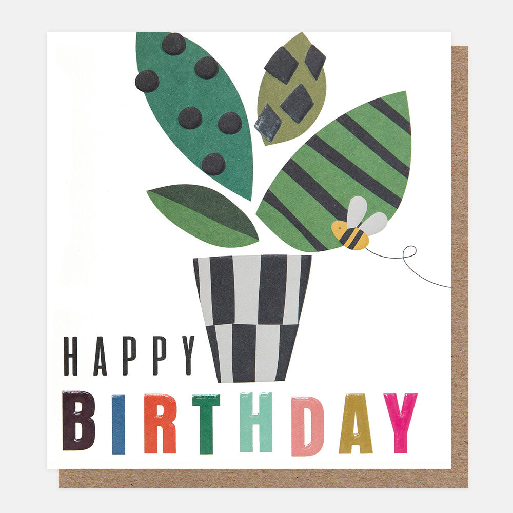 houseplant &  bee happy birthday card