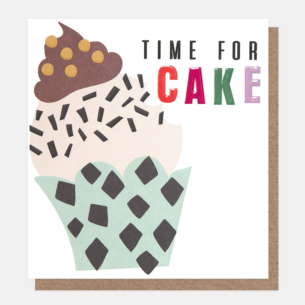 colourful cupcake time for cake card, ideal as a birthday or congratulations card