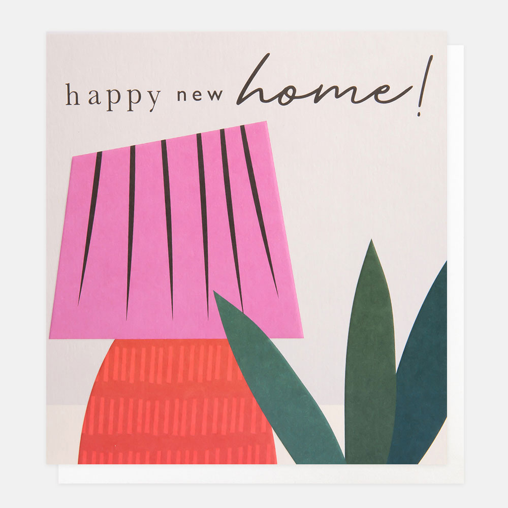 lamp & plant happy new home card