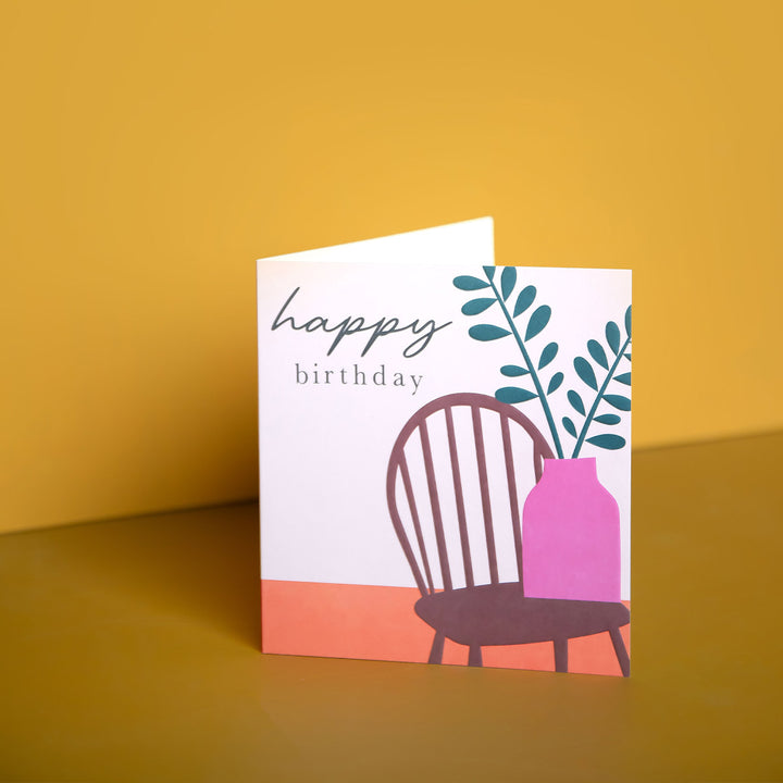 Vase On Chair Birthday Card