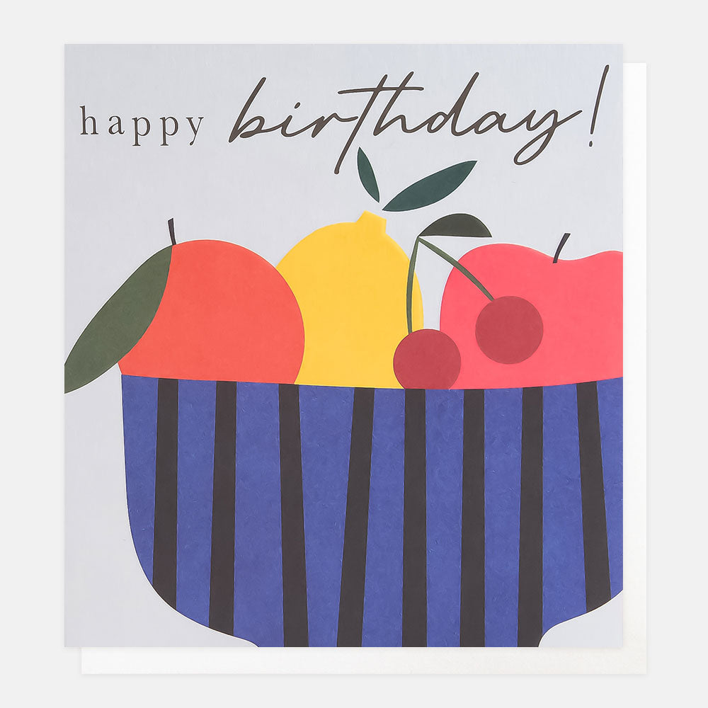 colourful fruits in a bowl happy birthday card