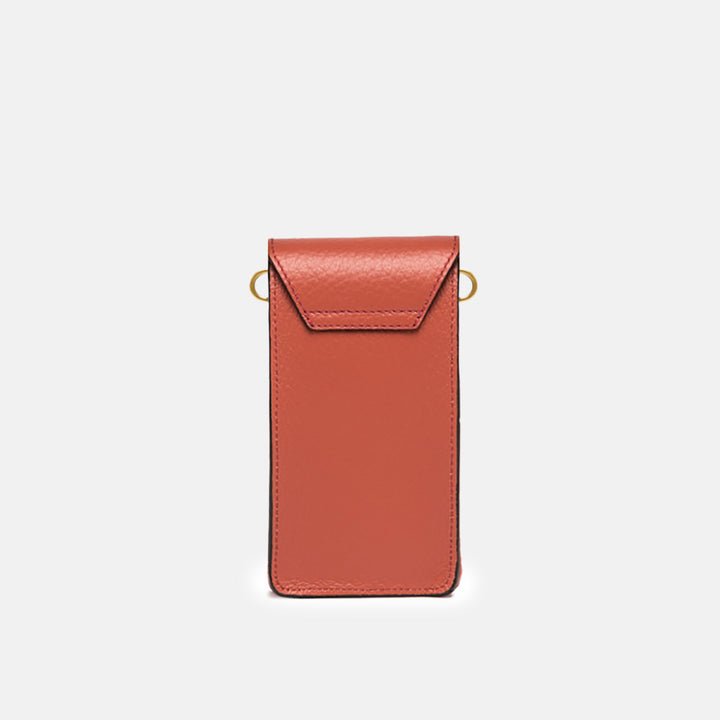 Autumn Orange Leather Corallo Phone Bag, made in Italy by Gianni Chiarini