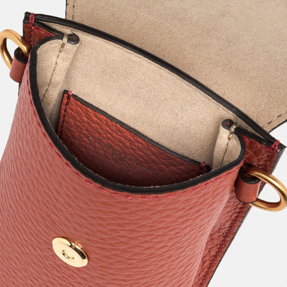 Autumn Orange Leather Corallo Phone Bag, made in Italy by Gianni Chiarini