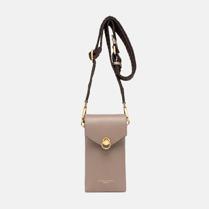 Dove Grey Leather Corallo Phone Bag, made in Italy by Gianni Chiarini