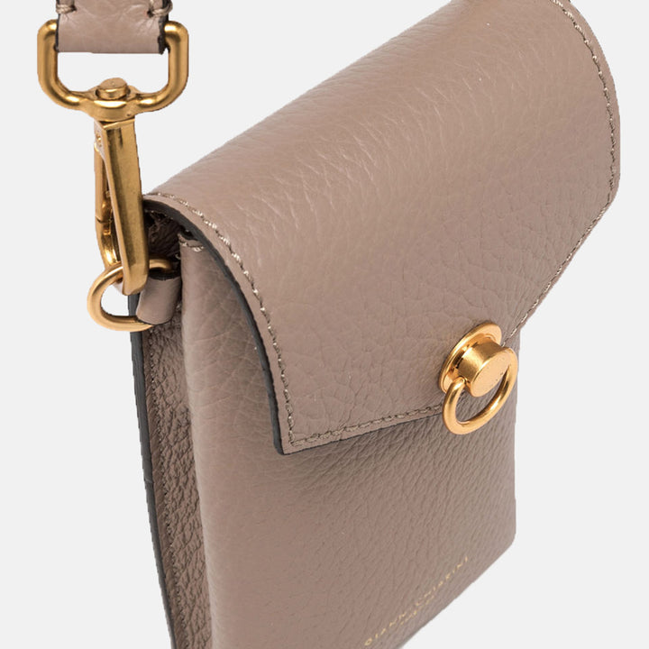 Dove Grey Leather Corallo Phone Bag, made in Italy by Gianni Chiarini