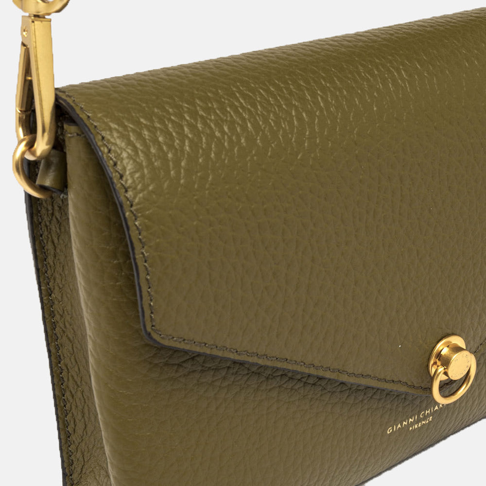 Moss Green Leather Corallo Envelope Bag, made in Italy by Gianni Chiarini