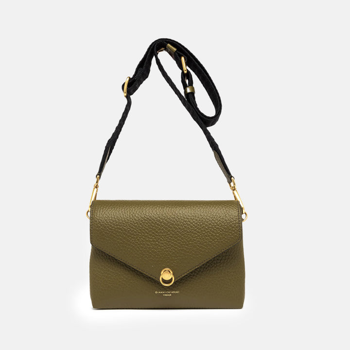 Moss Green Leather Corallo Envelope Bag, made in Italy by Gianni Chiarini