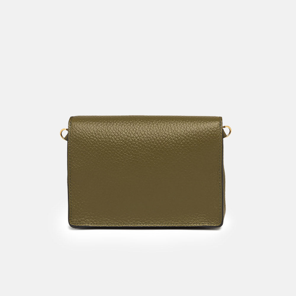 Moss Green Leather Corallo Envelope Bag, made in Italy by Gianni Chiarini