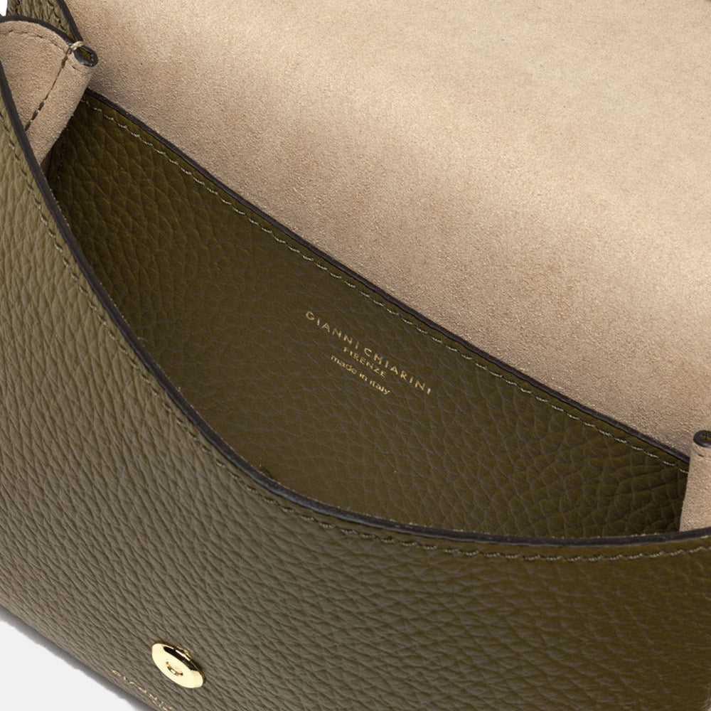 Moss Green Leather Corallo Envelope Bag, made in Italy by Gianni Chiarini