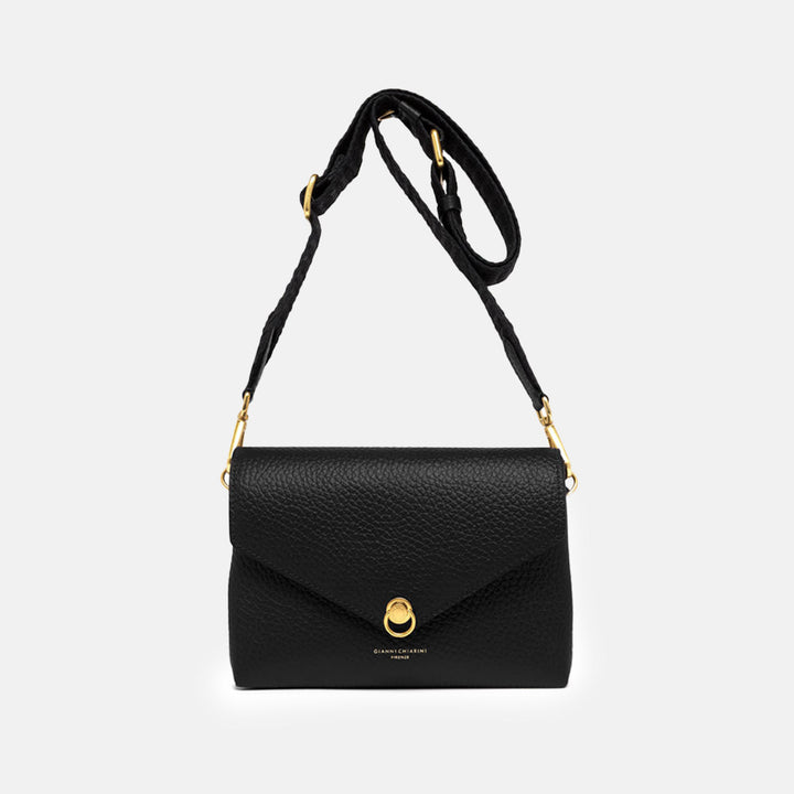 Black Leather Corallo Envelope Bag, made in Italy by Gianni Chiarini